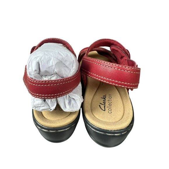 Clarks Merliah2 Bali Red Leather Sandals Size‎ 8.5M Comfort Summer Shoe - Picture 5 of 10